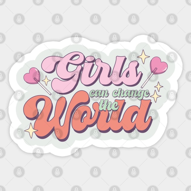 Girls Can Change The World Sticker by Happii Pink